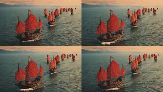 乘风破浪扬帆起航海鸥帆船航行海浪高清在线视频素材下载