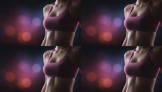女性运动内衣展示健康生活方式高清在线视频素材下载