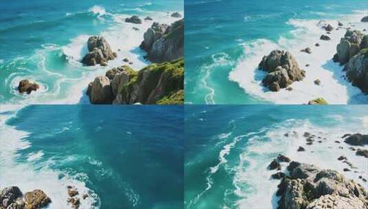 海边礁石海浪自然景观高清在线视频素材下载