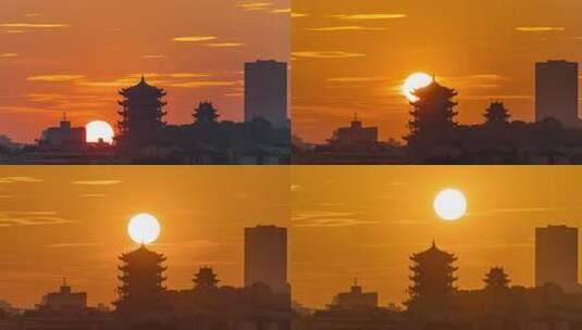 武汉黄鹤楼震撼日出延时高清在线视频素材下载