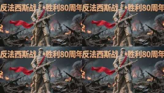 反法西斯战争胜利80周年战士雕像高清在线视频素材下载