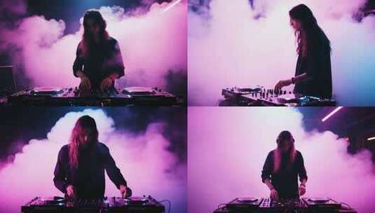 酒吧女DJ打碟场景高清在线视频素材下载