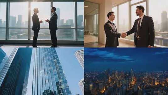 办公室内两商人握手合作高清在线视频素材下载