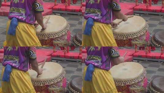 男子敲鼓民俗表演高清在线视频素材下载