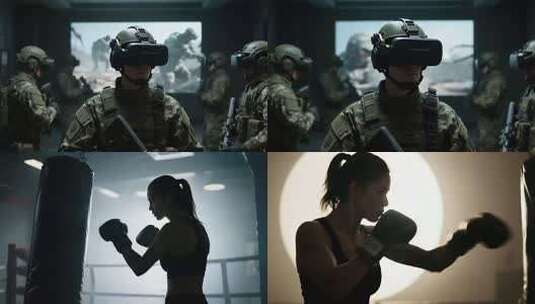 军人使用VR设备进行训练高清在线视频素材下载