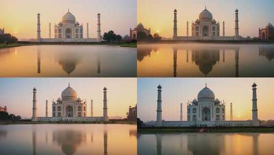 日出时泰姬陵全景高清在线视频素材下载