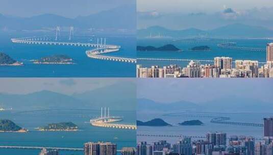 港珠澳大桥光影变化延时合集高清在线视频素材下载