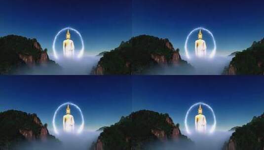 山间佛像光影特效画面高清在线视频素材下载