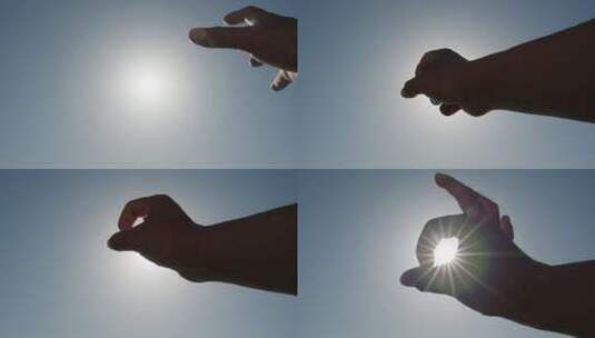 手触摸太阳祈求希望加油打气明天更好高清在线视频素材下载