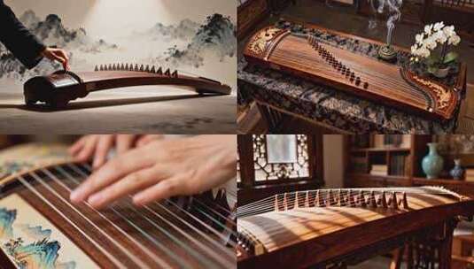 古筝唯美音乐古典乐器 古筝唯美意境高清在线视频素材下载