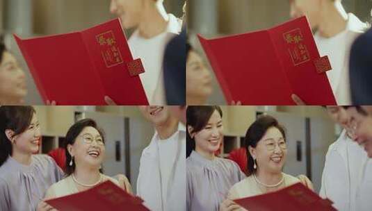 高考成绩考试成绩好一家人开心高清在线视频素材下载