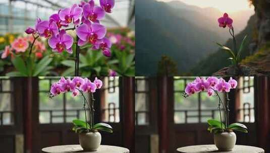 中式雅致兰花盆栽画面高清在线视频素材下载