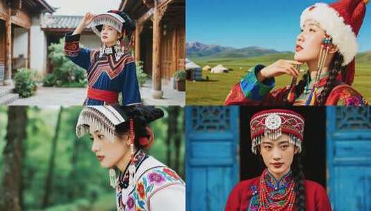 中国民族服饰少数民族服饰高清在线视频素材下载