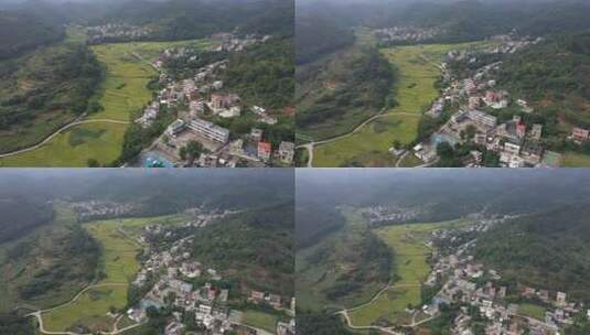 航拍乡村田野风光高清在线视频素材下载