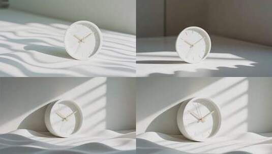室内白色时钟光影特写高清在线视频素材下载