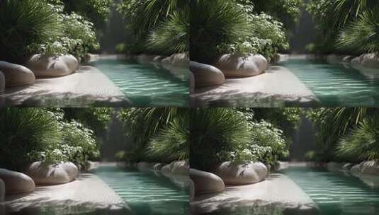 热带雨林清澈溪流流淌的静谧时刻高清在线视频素材下载