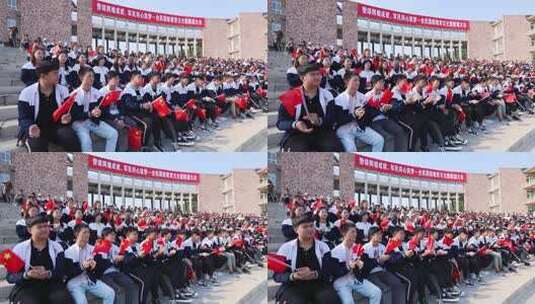 学生参加国防教育主题朗诵大会高清在线视频素材下载