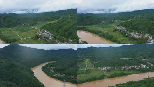 海南五指山村庄航拍1高清在线视频素材下载