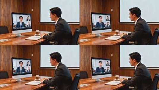 商务人士进行视频会议场景高清在线视频素材下载