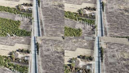 航拍乡村公路与田野风光高清在线视频素材下载