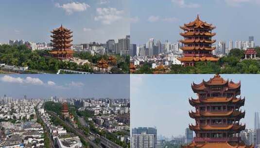 武汉黄鹤楼航拍高清在线视频素材下载