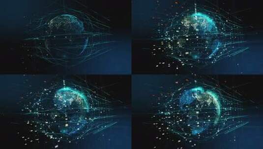 科技感数字地球网络连线画面高清在线视频素材下载