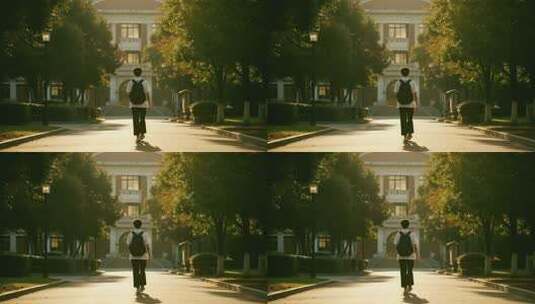 开学季学生背书包上学校园生活视频高清在线视频素材下载