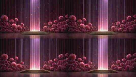 鲜花簇拥舞台中央光芒四射高清在线视频素材下载