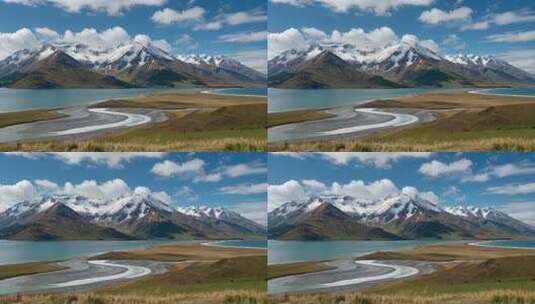 新西兰雪山湖泊自然风光高清在线视频素材下载