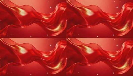飘动的红色绸带背景素材高清在线视频素材下载