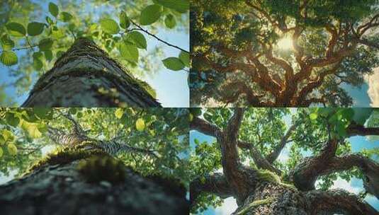 阳光照耀下的大树景观高清在线视频素材下载