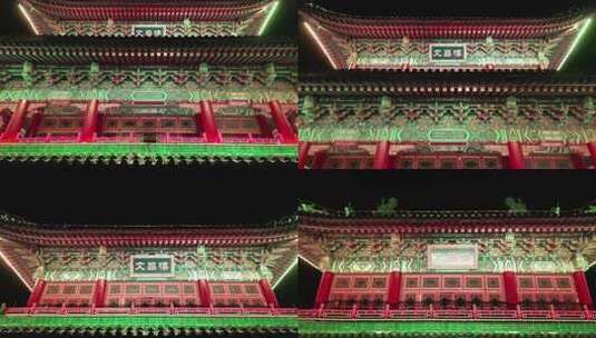 夜景中的文昌楼古建筑高清在线视频素材下载