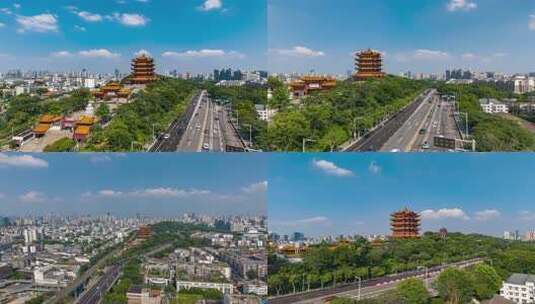 黄鹤楼航拍延时高清在线视频素材下载