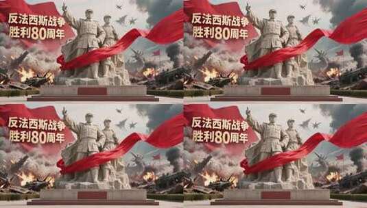 反法西斯战争胜利80周年雕像素材高清在线视频素材下载