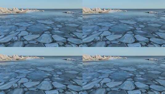 北戴河海天一色海冰航拍高清在线视频素材下载