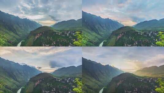 贵州花江峡谷大桥日出延时高清在线视频素材下载