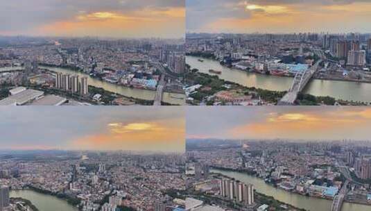 南海桂城平洲傍晚时刻航拍高清在线视频素材下载