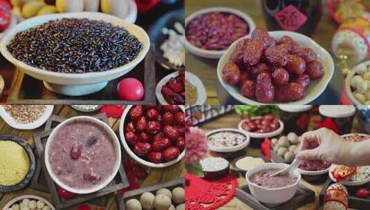 冬天腊八粥养生粥合集高清在线视频素材下载