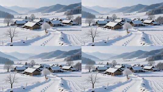 冬至冬季立冬入冬雪景4K高清在线视频素材下载