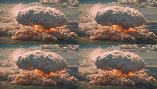 空中巨大爆炸烟雾场景高清在线视频素材下载
