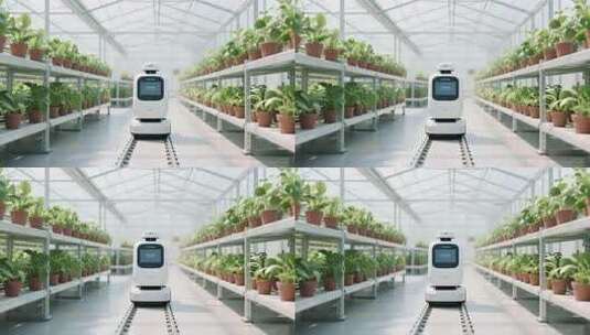 大棚内农业机器人自动作业高清在线视频素材下载