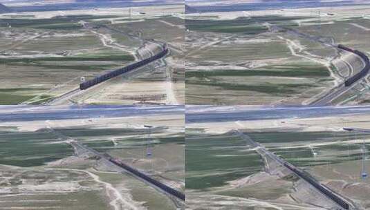 青藏铁路火车行驶远景高清在线视频素材下载