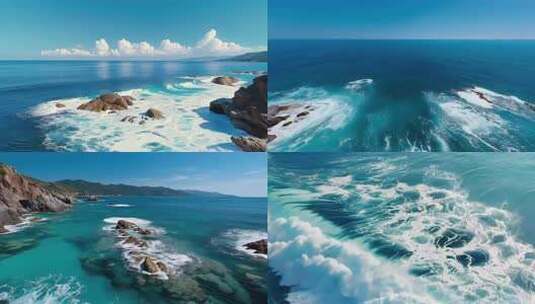 大海海浪浪花海洋巨浪翻滚高清在线视频素材下载