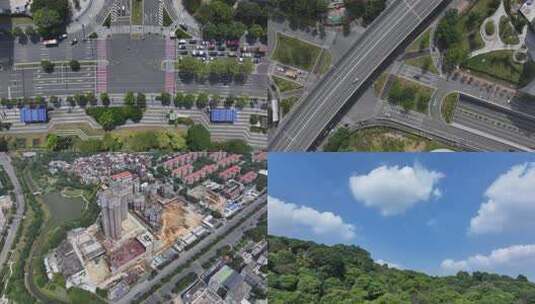 十字路口俯拍道路车流航拍广州延时高清在线视频素材下载