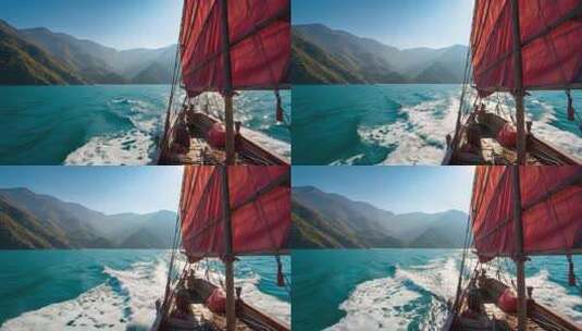 乘风破浪扬帆起航海鸥帆船航行海浪高清在线视频素材下载