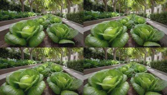 菜园种植生菜在户外茁壮成长高清在线视频素材下载