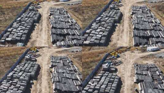 户外石材堆放场景高清在线视频素材下载