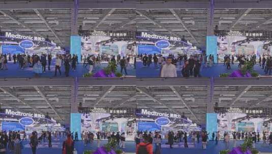 第八届进博会1.1医疗器械及医药保健展区高清在线视频素材下载