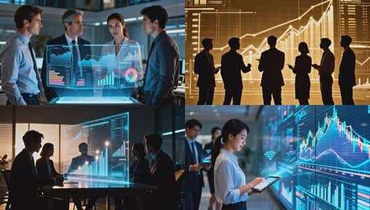 商务团队数据分析会议 现代职场科技办公高清在线视频素材下载
