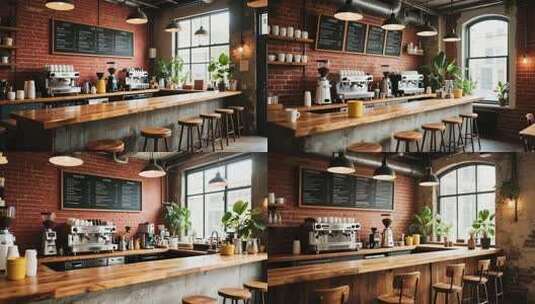 咖啡馆吧台及咖啡机场景高清在线视频素材下载